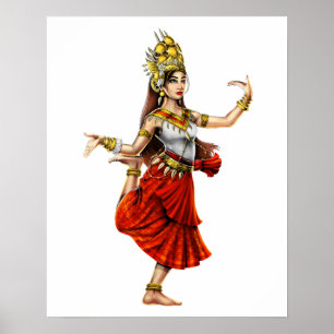 Póster Bailarina apsara camboyana