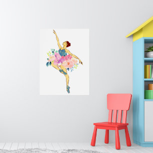Póster Bailarina Bailarina Flor Floral