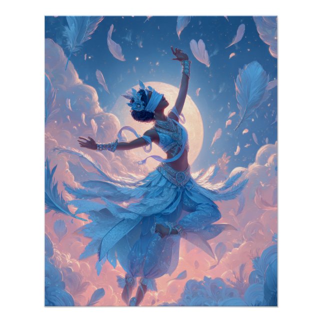 Póster Bailarina bajo la luz de la luna Danza celestial A (Anverso)