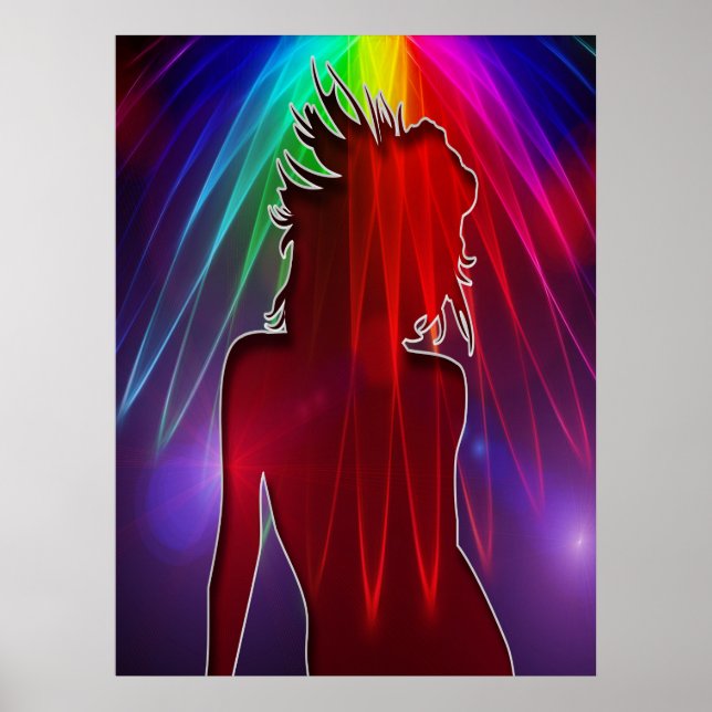 Póster Bailarina bajo Neon Rainbow Light Shower Poster (Frente)