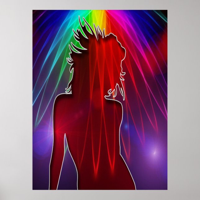 Póster Bailarina bajo Neon Rainbow Light Shower Poster (Frente)