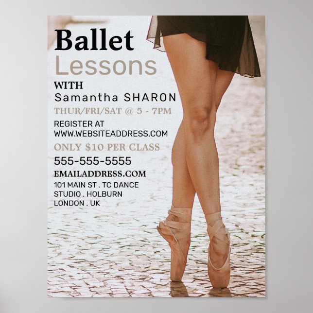 Póster Bailarina Ballerina, publicidad de clases de baile (Frente)