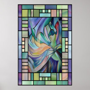 Póster Bailarina Belly de Medio Oriente con velos pastele