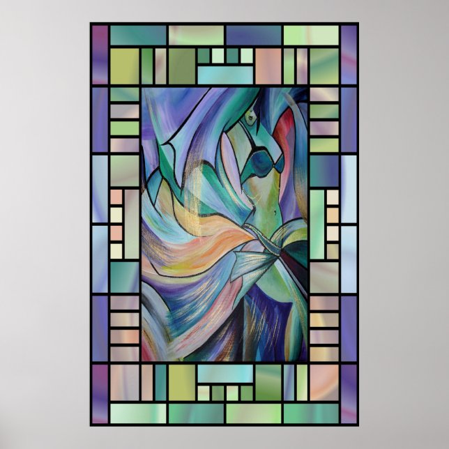 Póster Bailarina Belly de Medio Oriente con velos pastele (Frente)