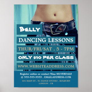 Póster Bailarina Belly, publicidad de lección de baile
