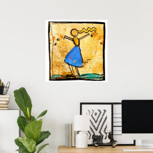 Póster Bailarina con falda azul pintura de Egon Schiele