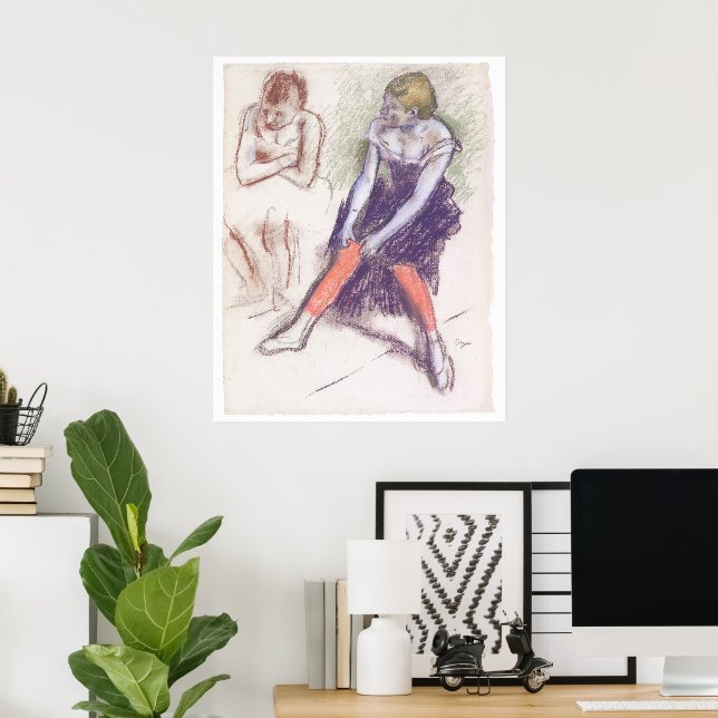 Póster Bailarina con valores rojos de Edgar Degas (Oficina en casa)