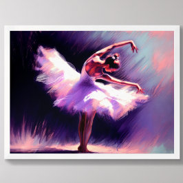 Póster Bailarina de Ballerina Posando Pastel Dibujando Az