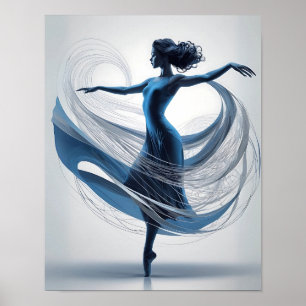 Póster Bailarina de ballet azul Ethereal Grace en movimie