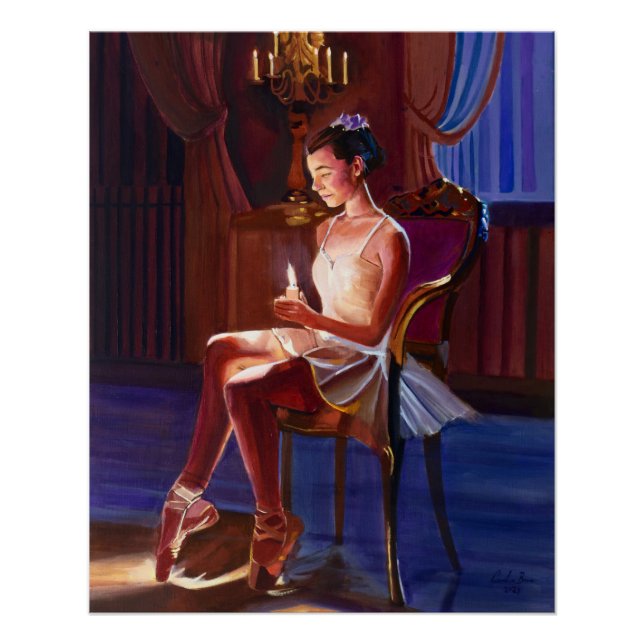 Póster Bailarina de ballet elegante a la luz de las velas (Anverso)