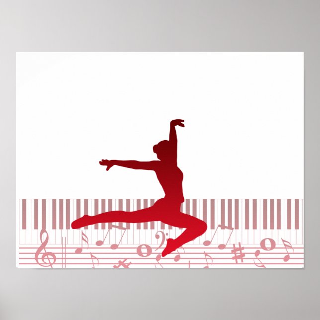 Póster Bailarina de ballet en un teclado (Frente)