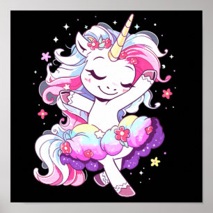 Póster Bailarina de ballet Unicorn Chicas Arcoiris Baller