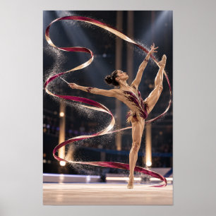 Póster Bailarina de Cinta de Gimnasia Rítmica Elegante At