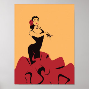 Póster bailarina de flamenco en una posición espectacular