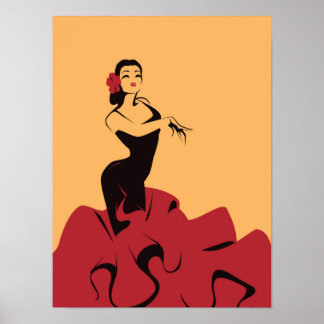 Póster bailarina de flamenco en una posición espectacular
