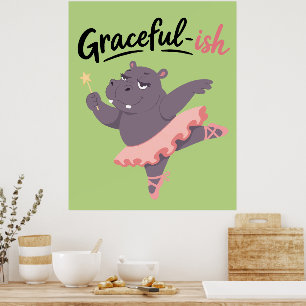Póster Bailarina de Hipopótamo con Gracia