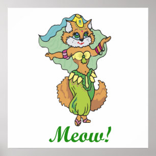 Póster Bailarina de la danza del vientre del gato