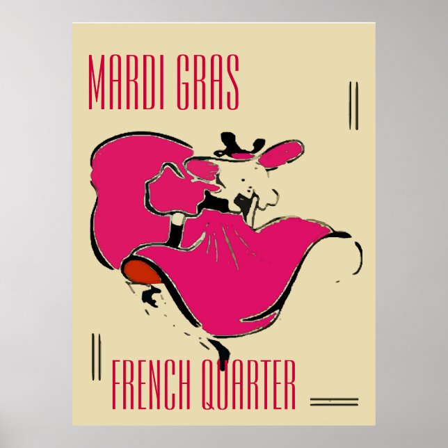 Póster Bailarina de Mardi Gras, edita texto (Frente)