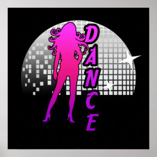 Póster Bailarina de pelotas de disco.