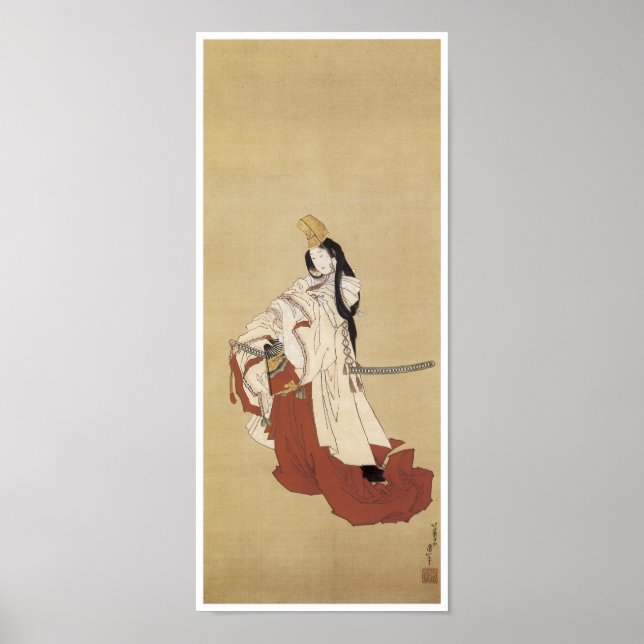 Póster Bailarina de Shirabyoshi, Hokusai, 1820 (Frente)