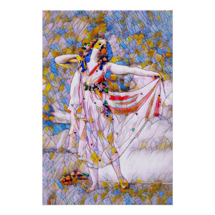 Póster Bailarina de vidrio manchado con vestido flojo