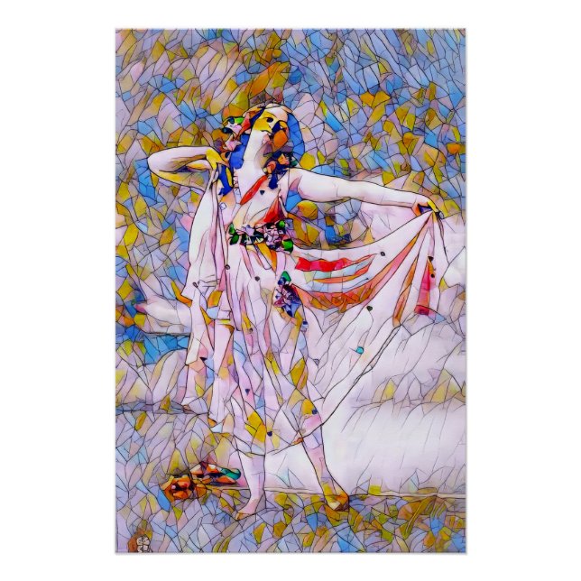 Póster Bailarina de vidrio manchado con vestido flojo (Anverso)