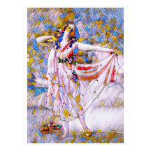 Bailarina de vidrio manchado con vestido flojo