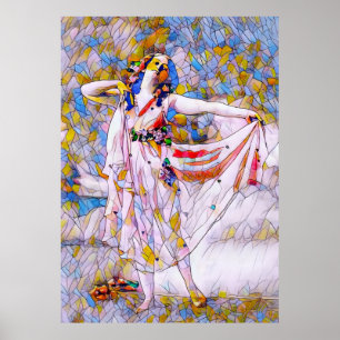 Póster Bailarina de vidrio manchado con vestido flojo