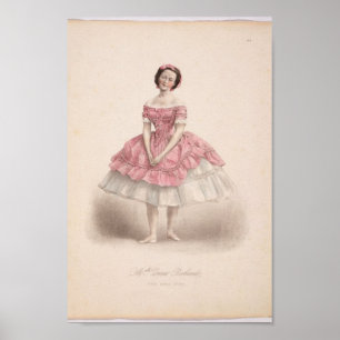 Póster Bailarina del vintage en rosa,