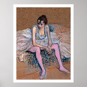 Póster Bailarina en pechos rosados