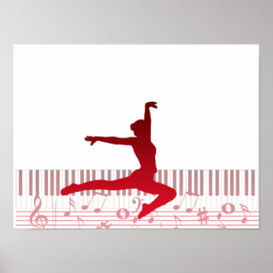 Póster Bailarina en un teclado