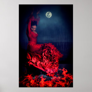 Póster Bailarina flamenca en el fuego