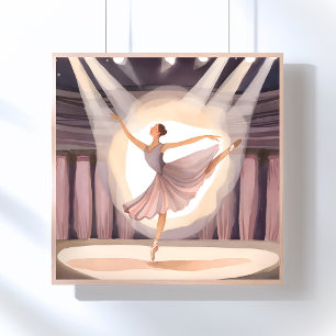 Póster Bailarina Hermosa   Artes de Baile de Ballet Acuar