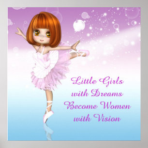 Póster Bailarina Inspiradora Frase de Sueño para Niñas Pe