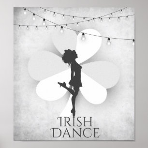 Póster Bailarina irlandesa con danza Clover y String Ligh
