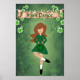 Póster Bailarina irlandesa con pelo marrón   Baile irland