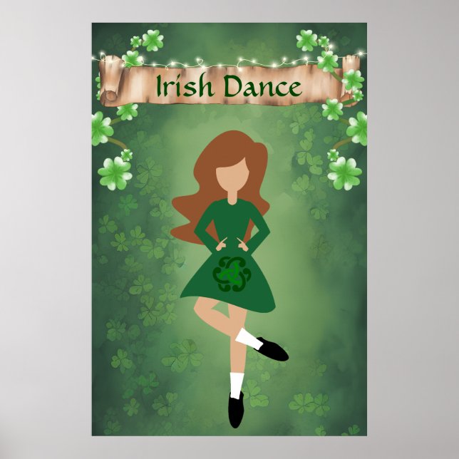 Póster Bailarina irlandesa con pelo marrón | Baile irland (Frente)