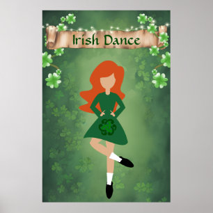 Póster Bailarina irlandesa con pelo rojo   Poster irlandé