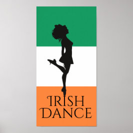 Póster Bailarina irlandesa y bandera de Irlanda bailes de