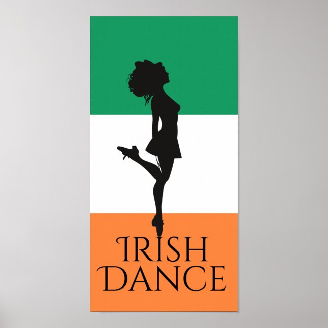 Póster Bailarina irlandesa y bandera de Irlanda bailes de (Frente)