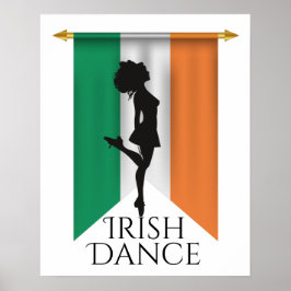 Póster Bailarina irlandesa y bandera de Irlanda bailes de
