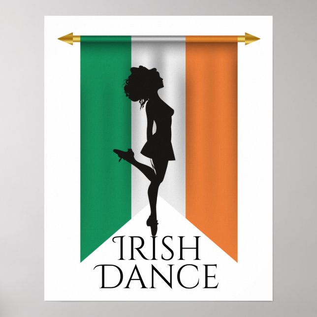 Póster Bailarina irlandesa y bandera de Irlanda bailes de (Frente)