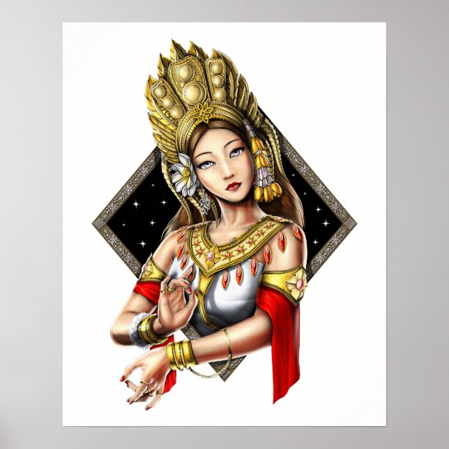 Póster Bailarina Khmer Apsara de Camboya (Frente)