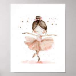 Póster Bailarina Linda Baile de Ballet Estrellas Acuarela
