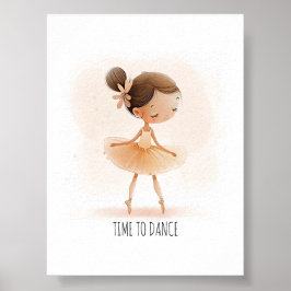 Póster Bailarina Linda Ballet Hora de Bailar Acuarela