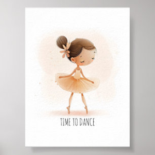 Póster Bailarina Linda Ballet Hora de Bailar Acuarela