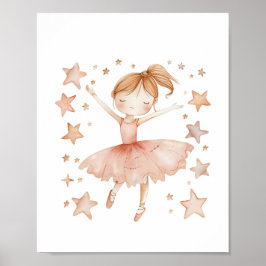 Póster Bailarina Linda Danza de Ballet Amor Estrellas Acu