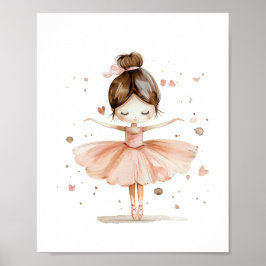 Póster Bailarina Monada Baile de Ballet Amor Corazones Ac