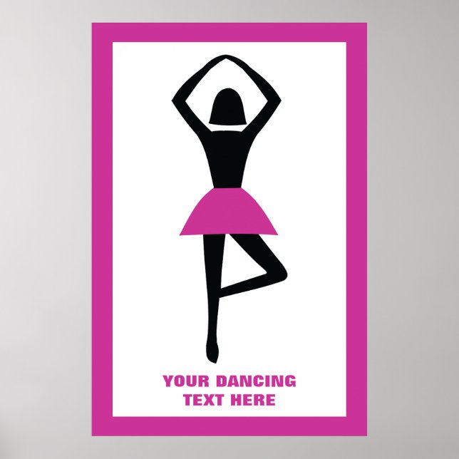 Póster Bailarina negra, personalizado rosa caliente (Frente)