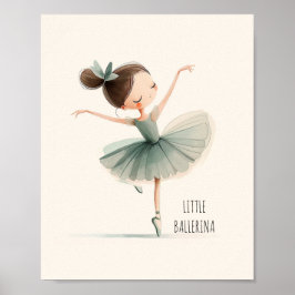Póster Bailarina Pequeña y Linda Danza de Ballet Acuarela